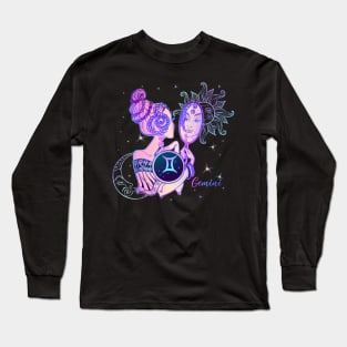 Gemini Astrology Horoscope Zodiac Birth Sign Gift for Women Long Sleeve T-Shirt